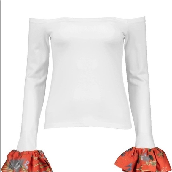 Alexis Kirin Women’s Off The Shoulder Top Flare Cuff Top Size XS - Picture 2 of 11